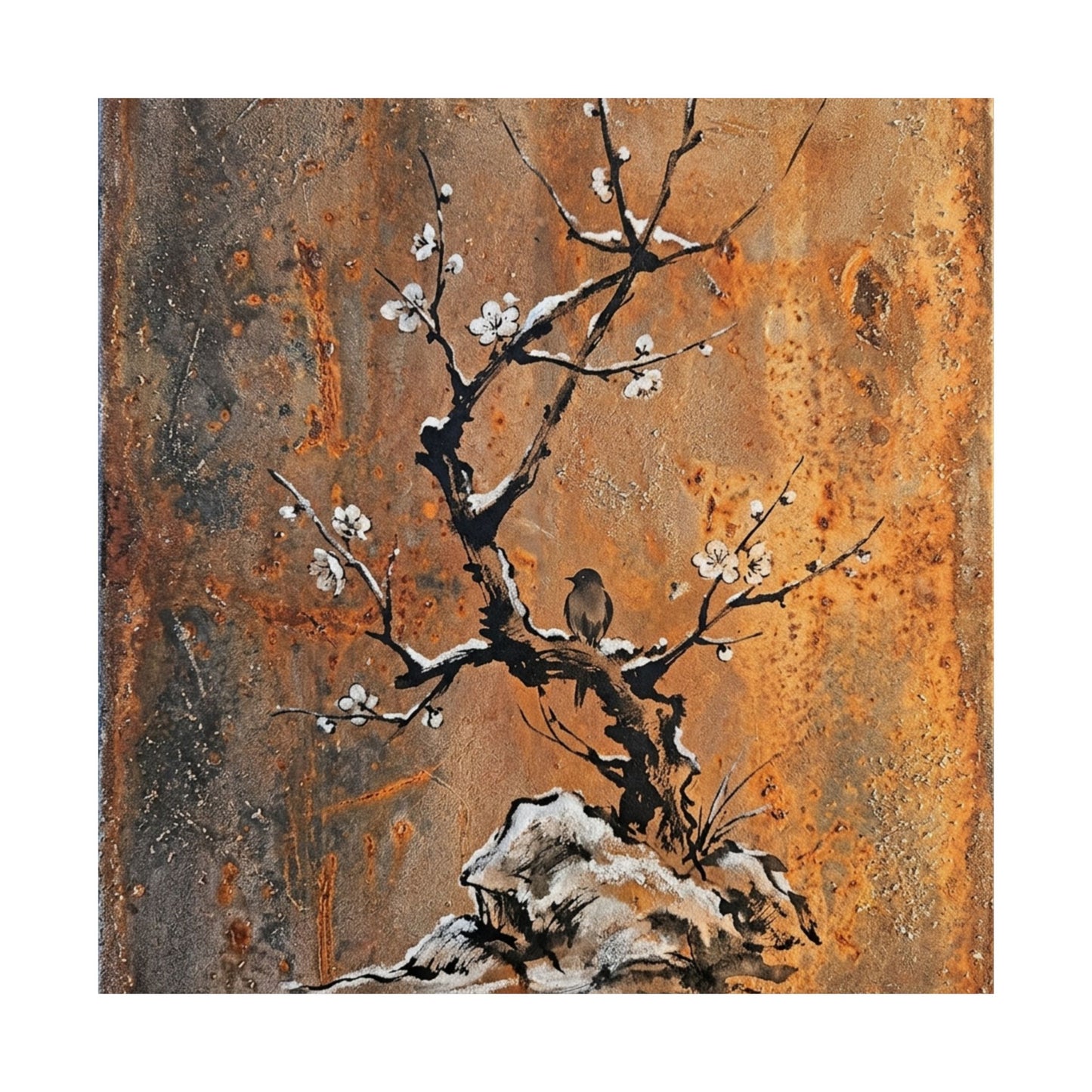Datsuzoku Rust Patina Wall Art Print - Zen Sumi E