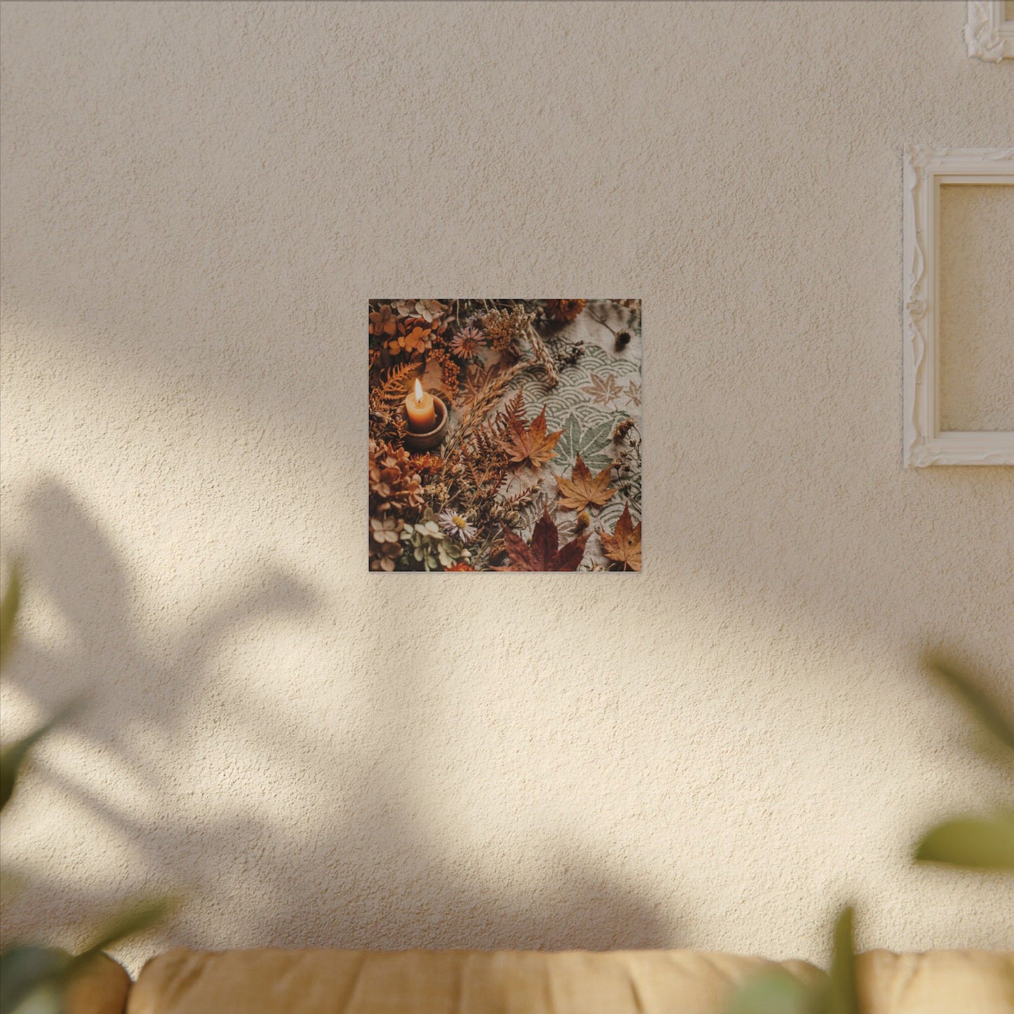 Candlelight Dried Flowers Canvas Art - Japandi Seijaku