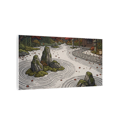 Autumn Rock Garden Ukiyo E Inspired Canvas Art | Peaceful Decor