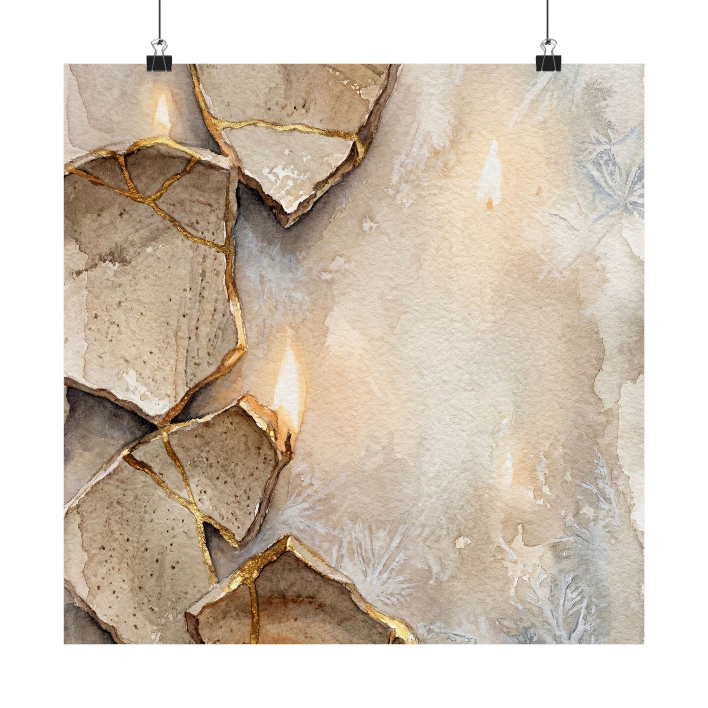 Winter Broken Pottery Watercolor Wall Art Print | Neutral Decor