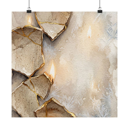 Winter Broken Pottery Watercolor Wall Art Print | Neutral Decor