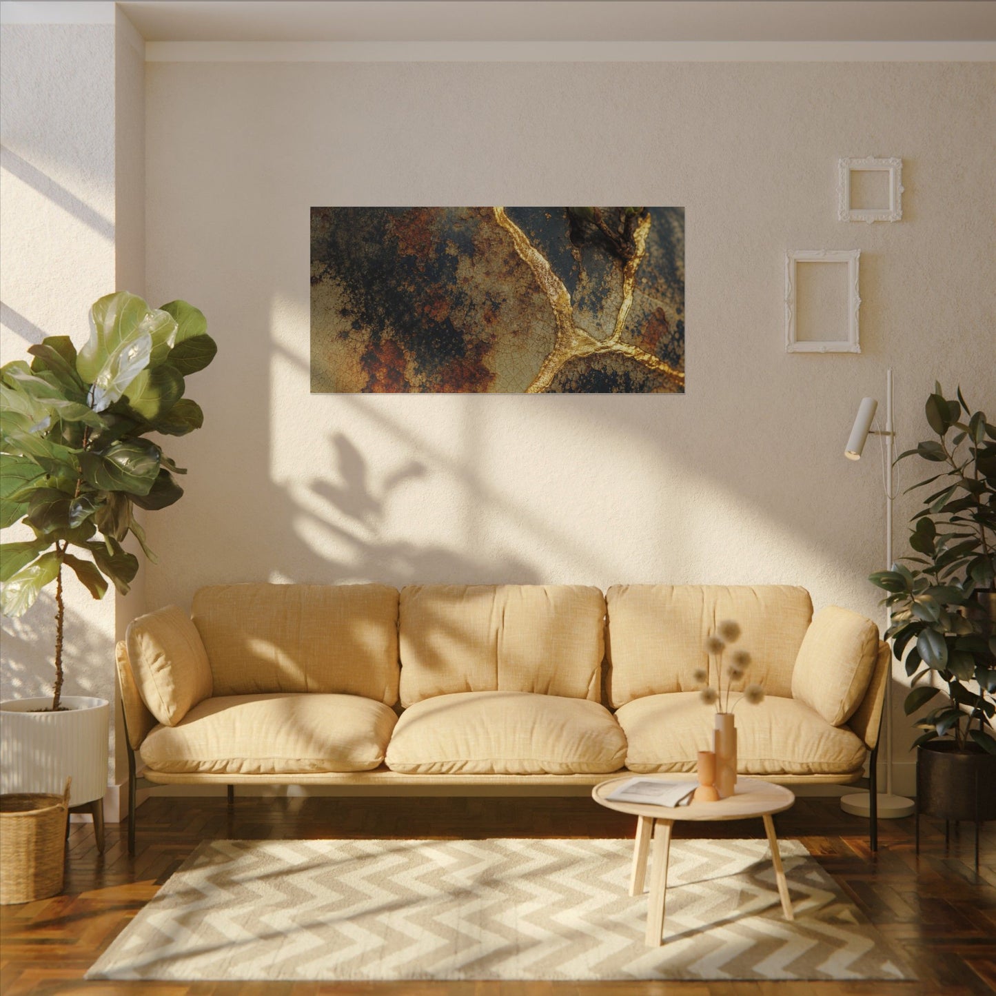Datsuzoku Rust Patina Canvas Art - Kintsugi Crackle Gold