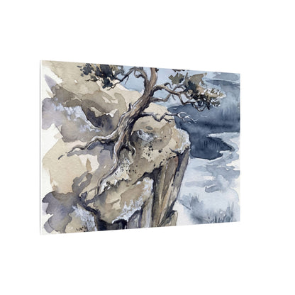 Pine Tree Canvas Art | Winter Japandi Watercolor Art