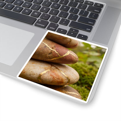Beautiful River Stones Sticker - Crackle Gold Kintsugi