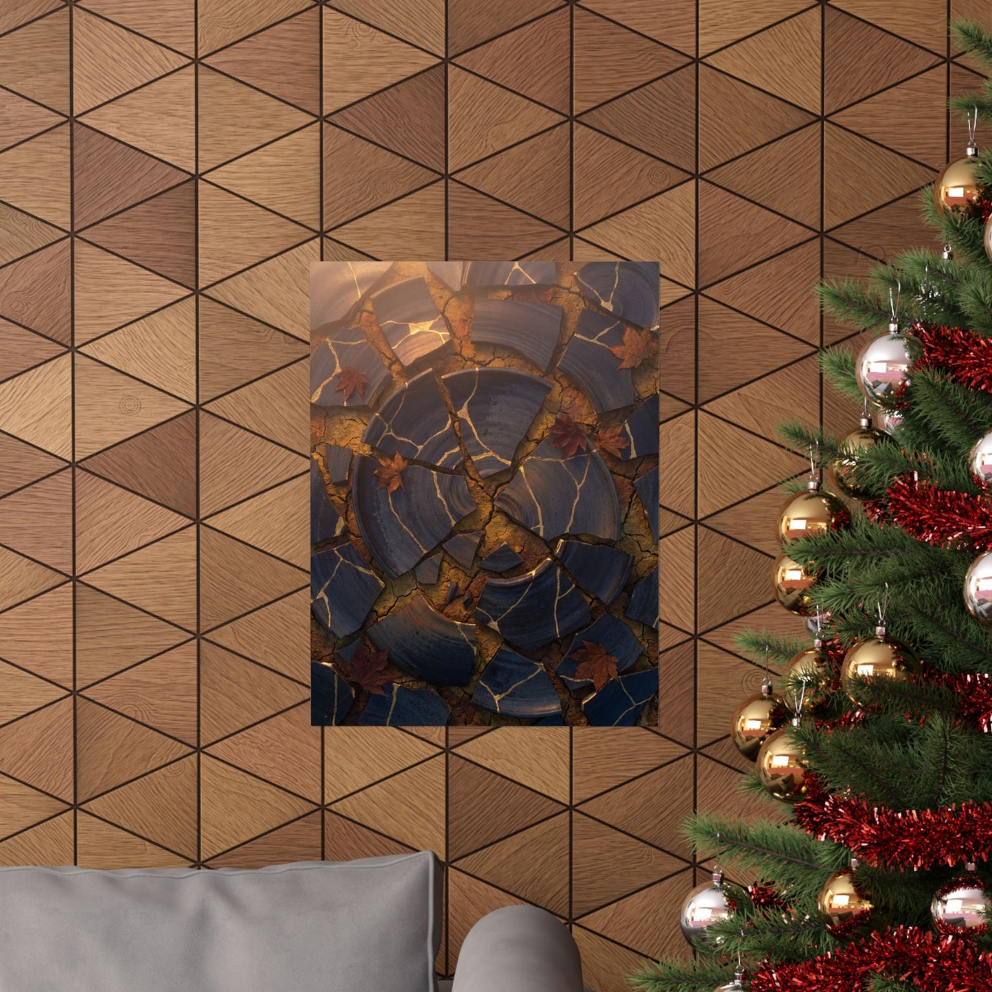Autumn Cracked Earth Gold Repair Wall Art Print | Beautiful Decor