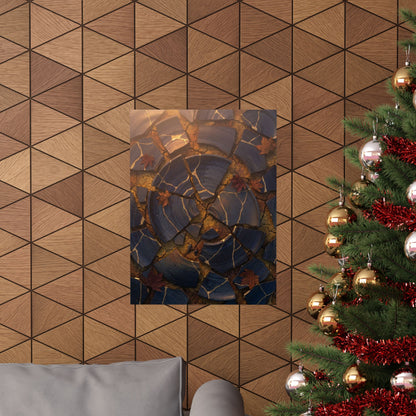 Autumn Cracked Earth Gold Repair Wall Art Print | Beautiful Decor