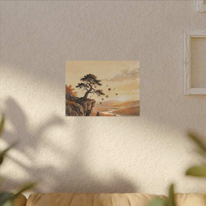 Pine Tree Autumn Canvas Art | Japandi Warm Design