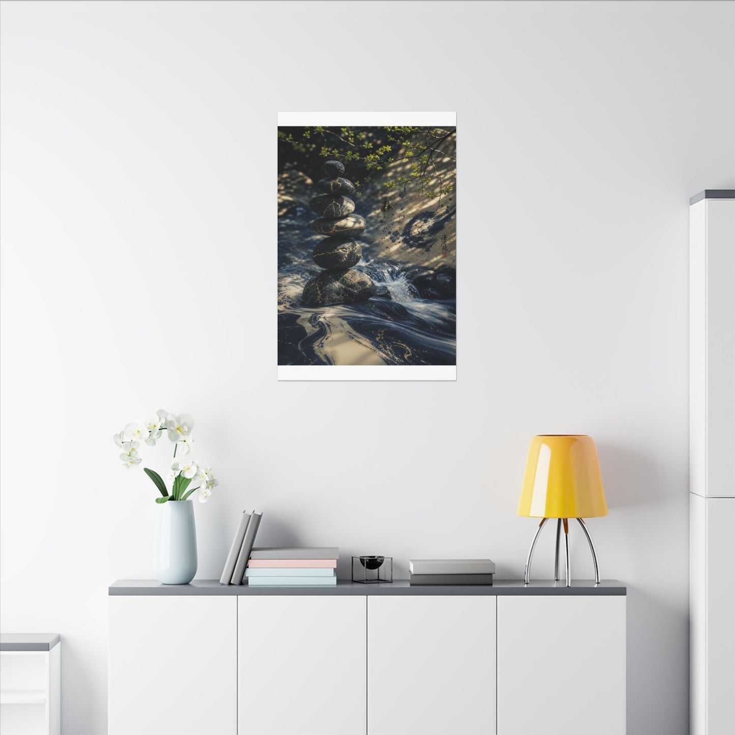 Kintsugi River Stones in Dappled | Broken Beauty Canvas Art