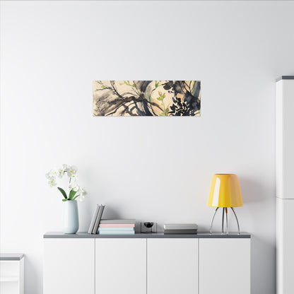 Ma Shadow Play Canvas Art - Dark Japandi Charcoal Ink