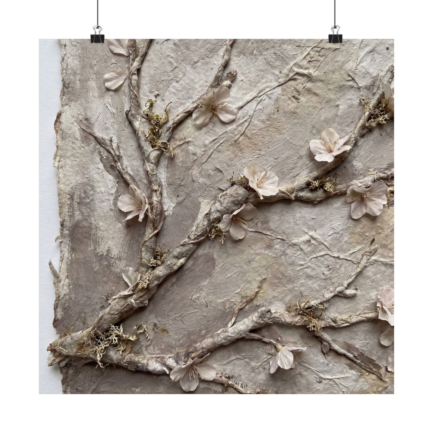 Summer Cherry Blossom Texture Wall Art Print | Neutral Decor