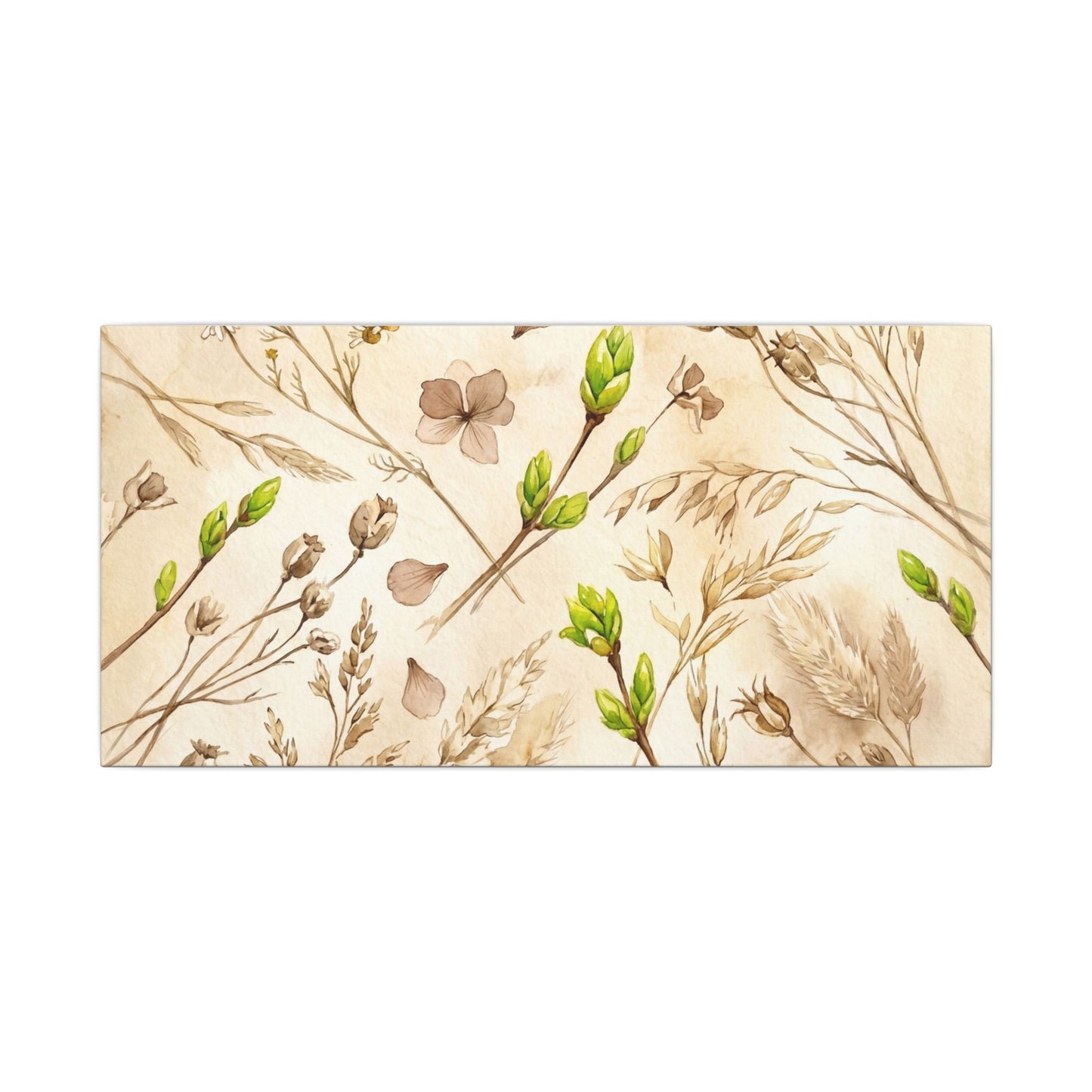 Spring Dried Flowers Watercolor Canvas Art | Earthy Decor