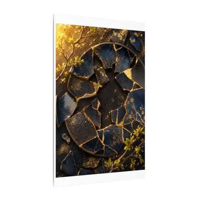 Golden Hour Broken Pottery Canvas Art - Kintsugi Ma
