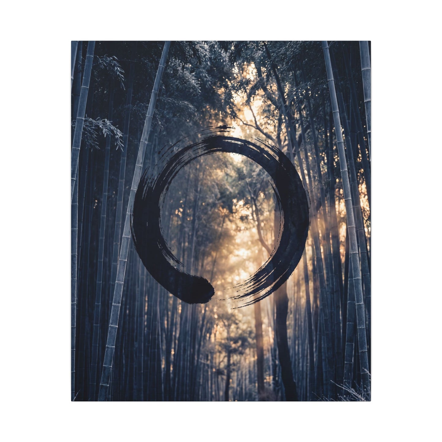 Bamboo Grove Canvas Art | Winter Zen Enso Art