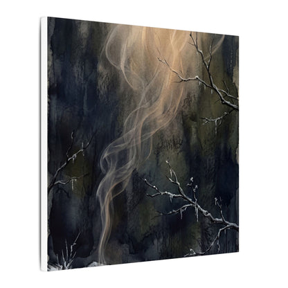 Incense Smoke Winter Canvas Art | Dark Japandi Moody Design