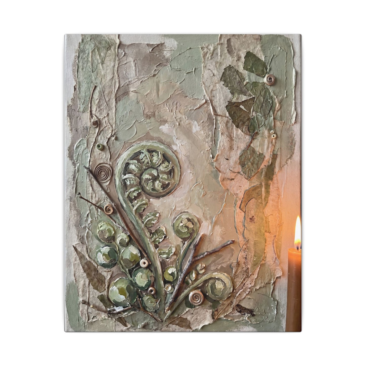 Datsuzoku Fern Unfurling Canvas Art - Japandi Texture