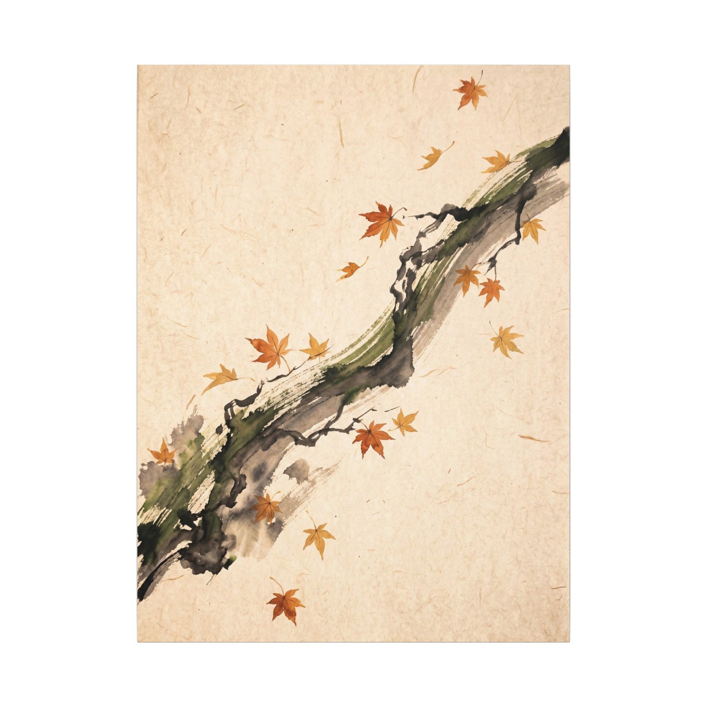 Ink Brushstroke Autumn Canvas Art | Zen Calm Design
