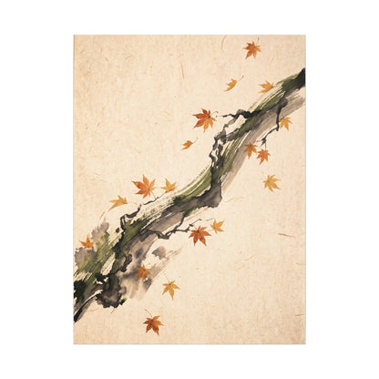 Ink Brushstroke Autumn Canvas Art | Zen Calm Design