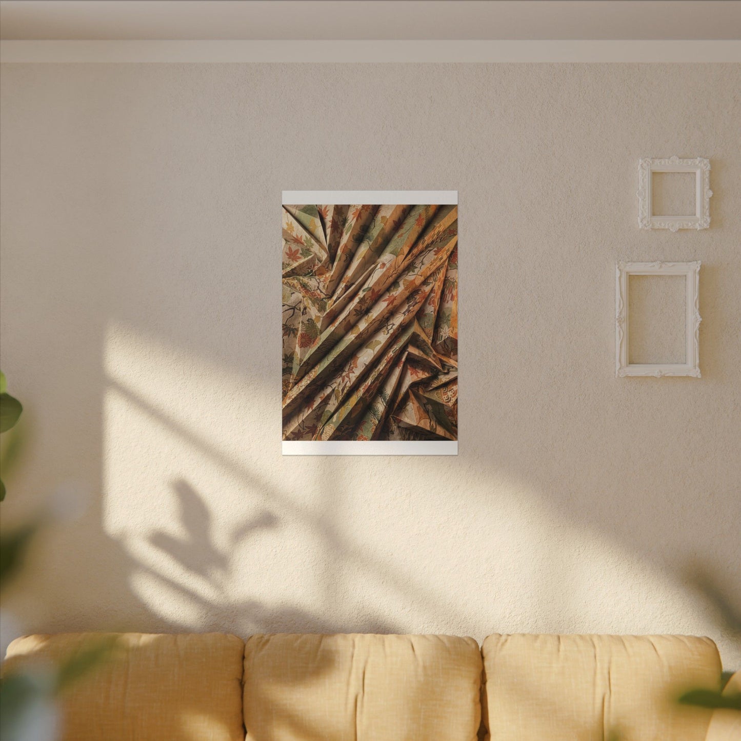 Paper Fold Autumn Canvas Art | Japandi Earthy Design