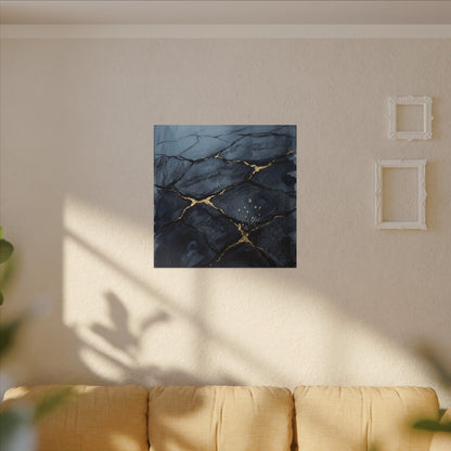 Mono No Aware Cracked Earth Canvas Art - Dark Japandi Charcoal Ink