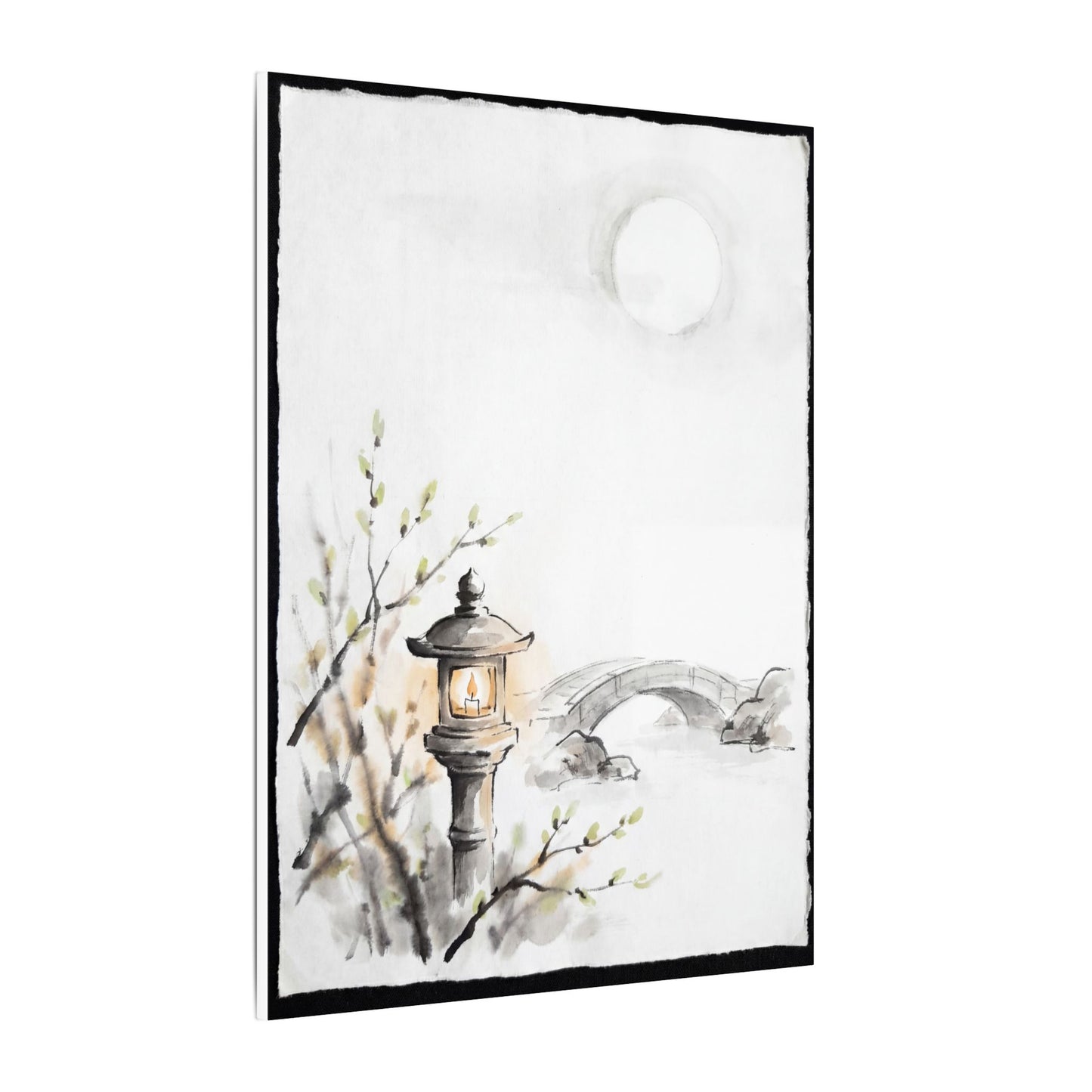 Moonlit Garden Spring Canvas Art | Zen Contemplative Design