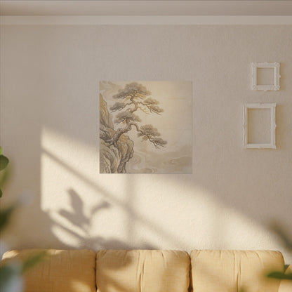 Winter Pine Tree Japanese Pattern Canvas Art | Elegant Decor