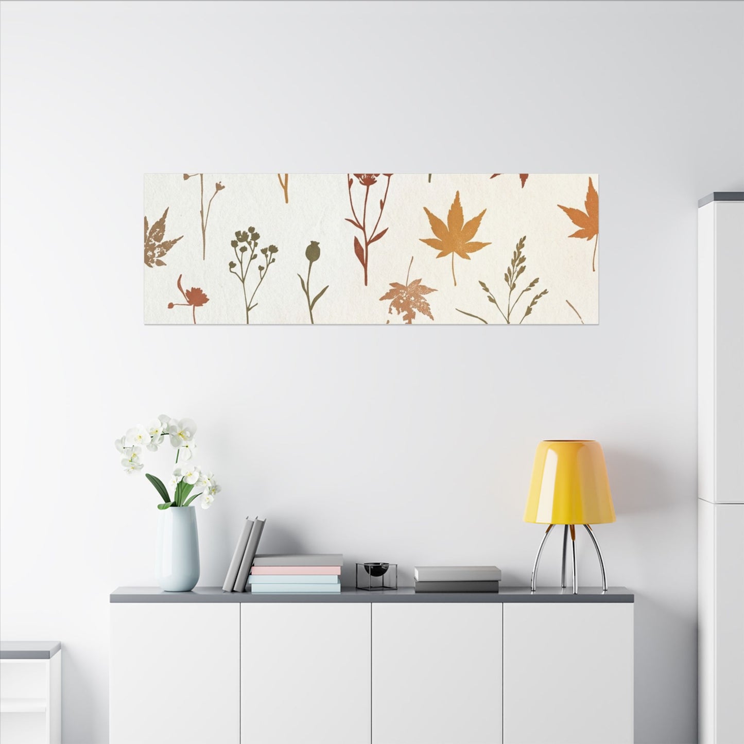 Autumn Dried Flowers Japanese Pattern Canvas Art | Elegant Decor