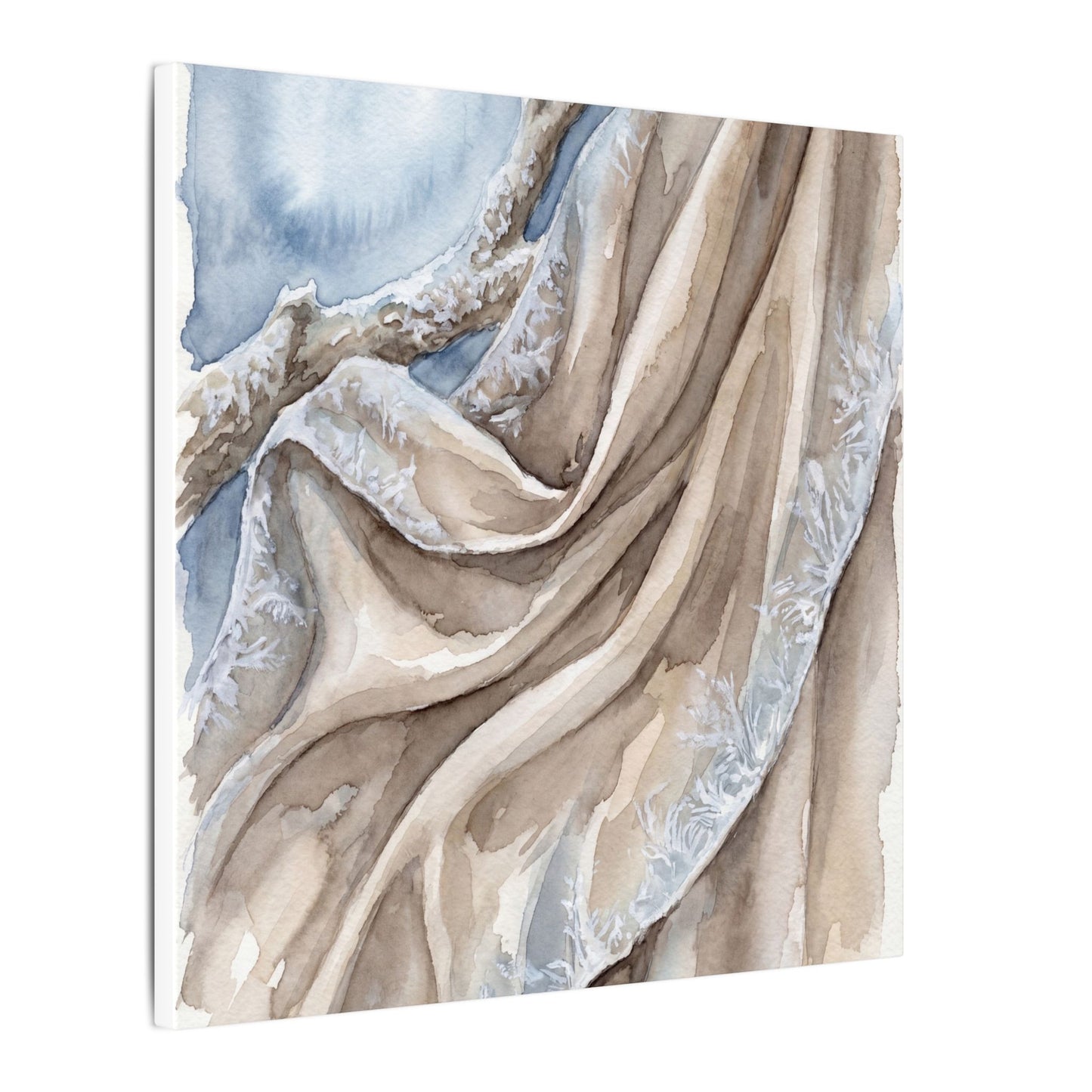 Silk Drape Winter Canvas Art | Japandi Cozy Design