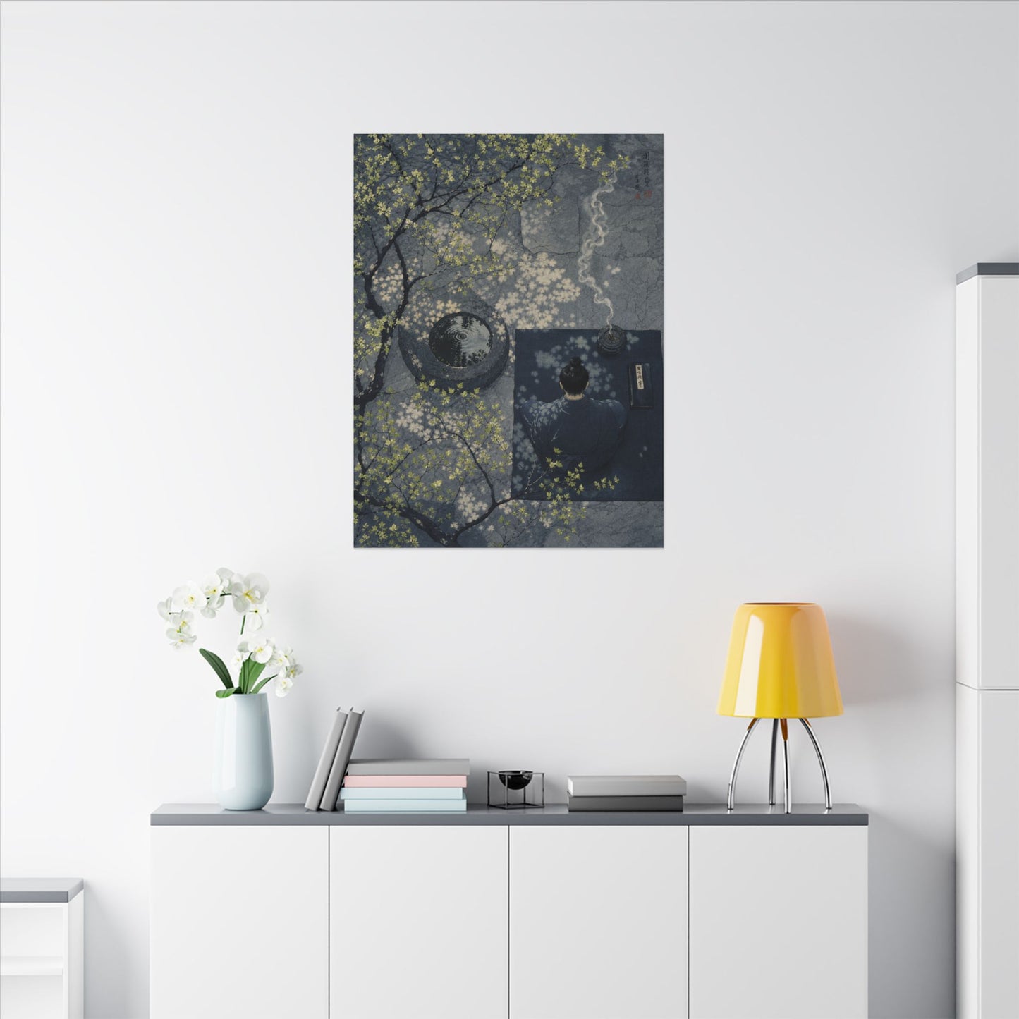 Spring Incense Smoke Ukiyo E Inspired Canvas Art | Tranquil Decor