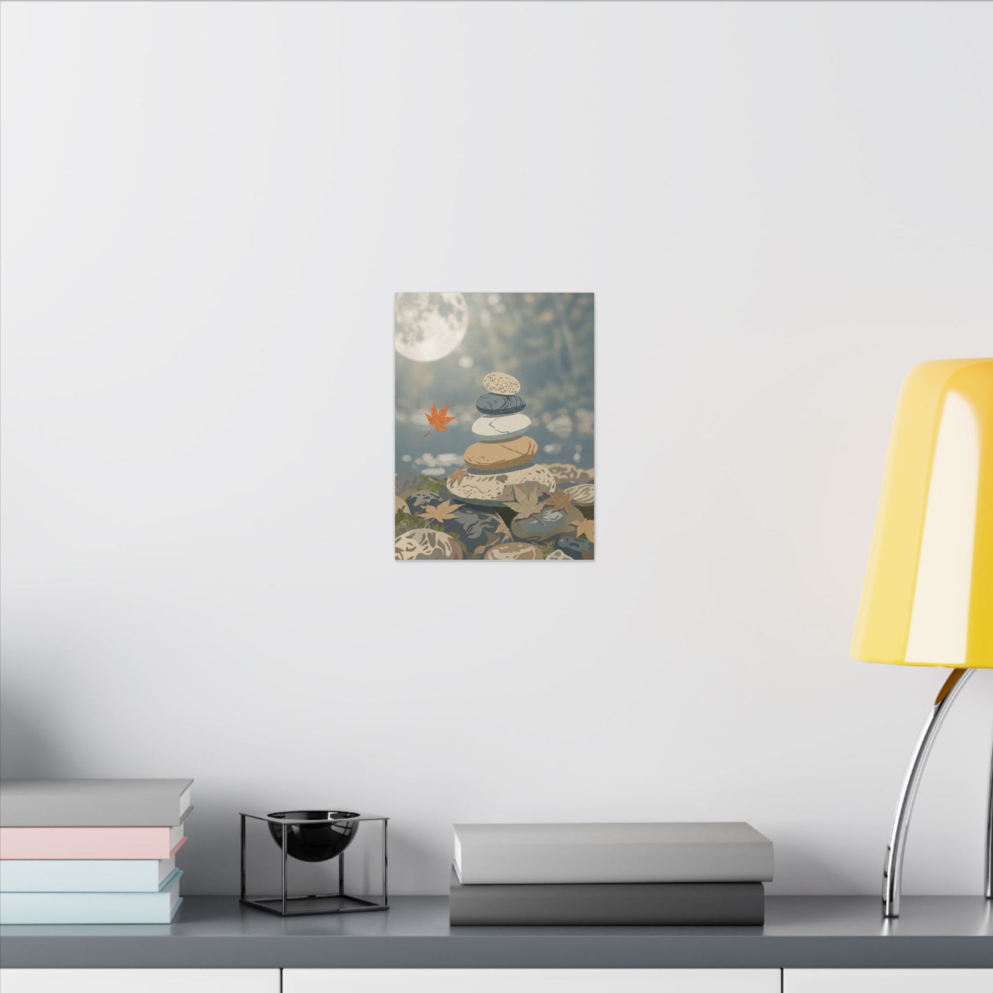 Warm River Stones Canvas Art - Japanese Pattern Japandi