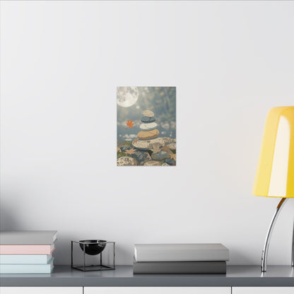 Warm River Stones Canvas Art - Japanese Pattern Japandi