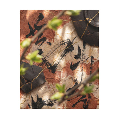 Datsuzoku Ink Brushstroke Canvas Art - Kintsugi Gold Repair