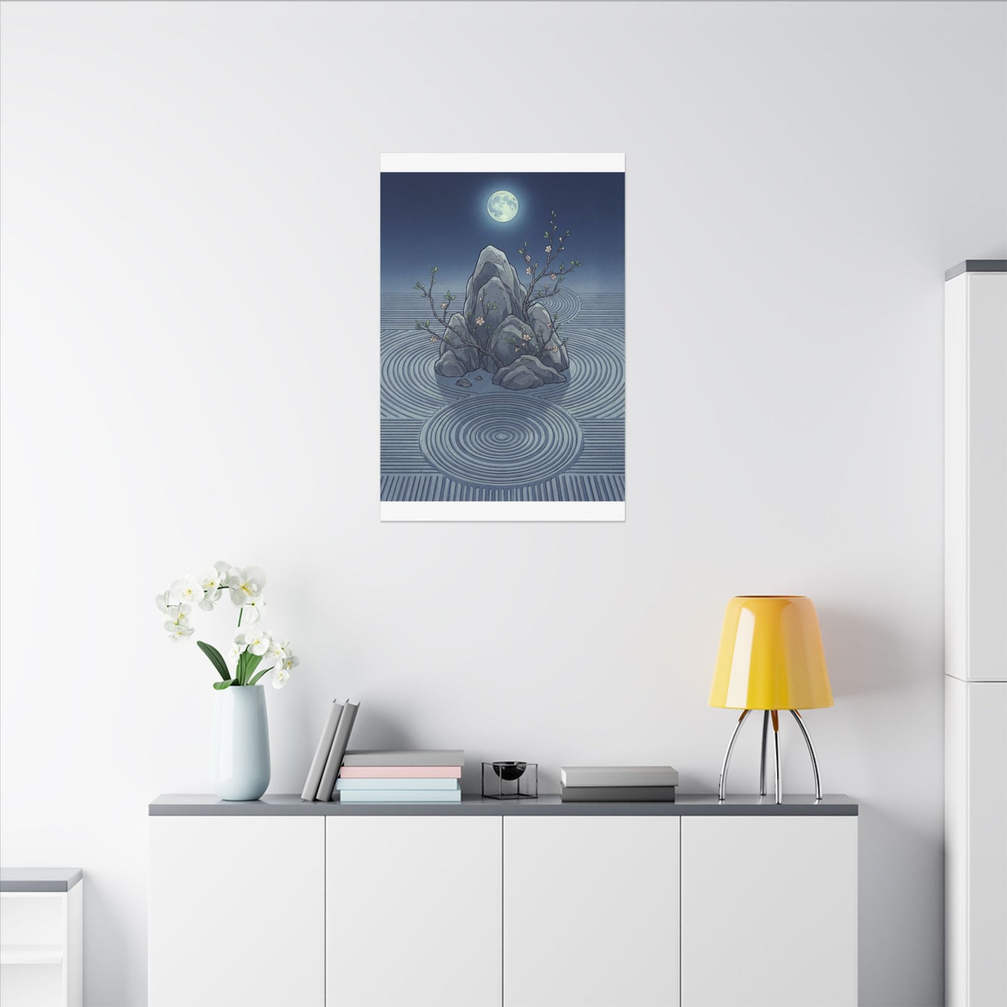 Spring Rock Garden Ukiyo E Inspired Canvas Art | Tranquil Decor