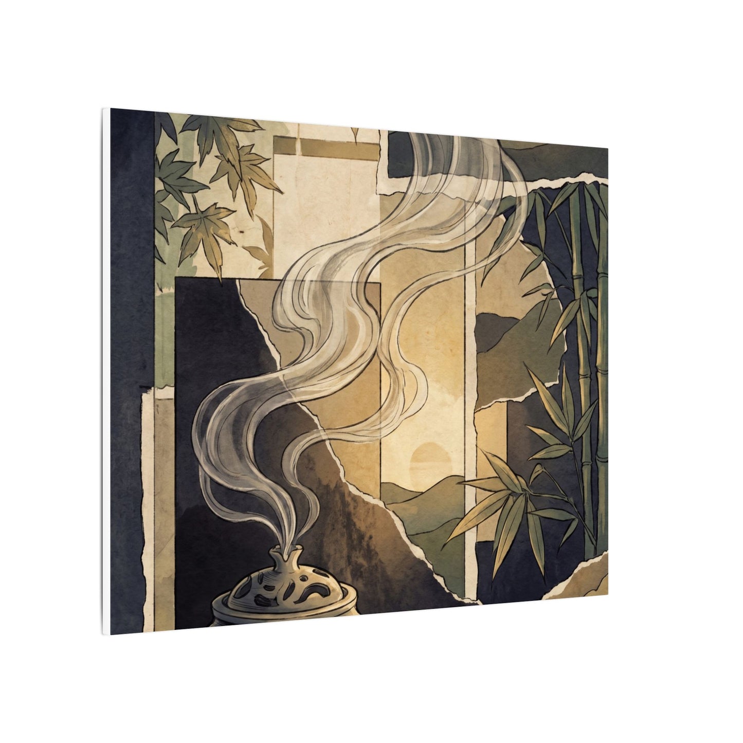 Tranquil Incense Smoke Canvas Art - Ukiyo E Inspired Zen