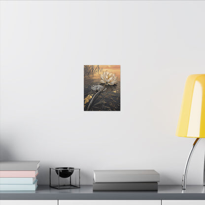 Kintsugi Lotus Flower in Golden Hour | Gold Vein Canvas Art