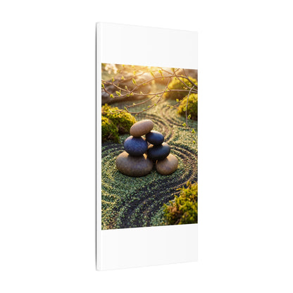 Zen River Stones in Golden Hour | Karesansui Canvas Art