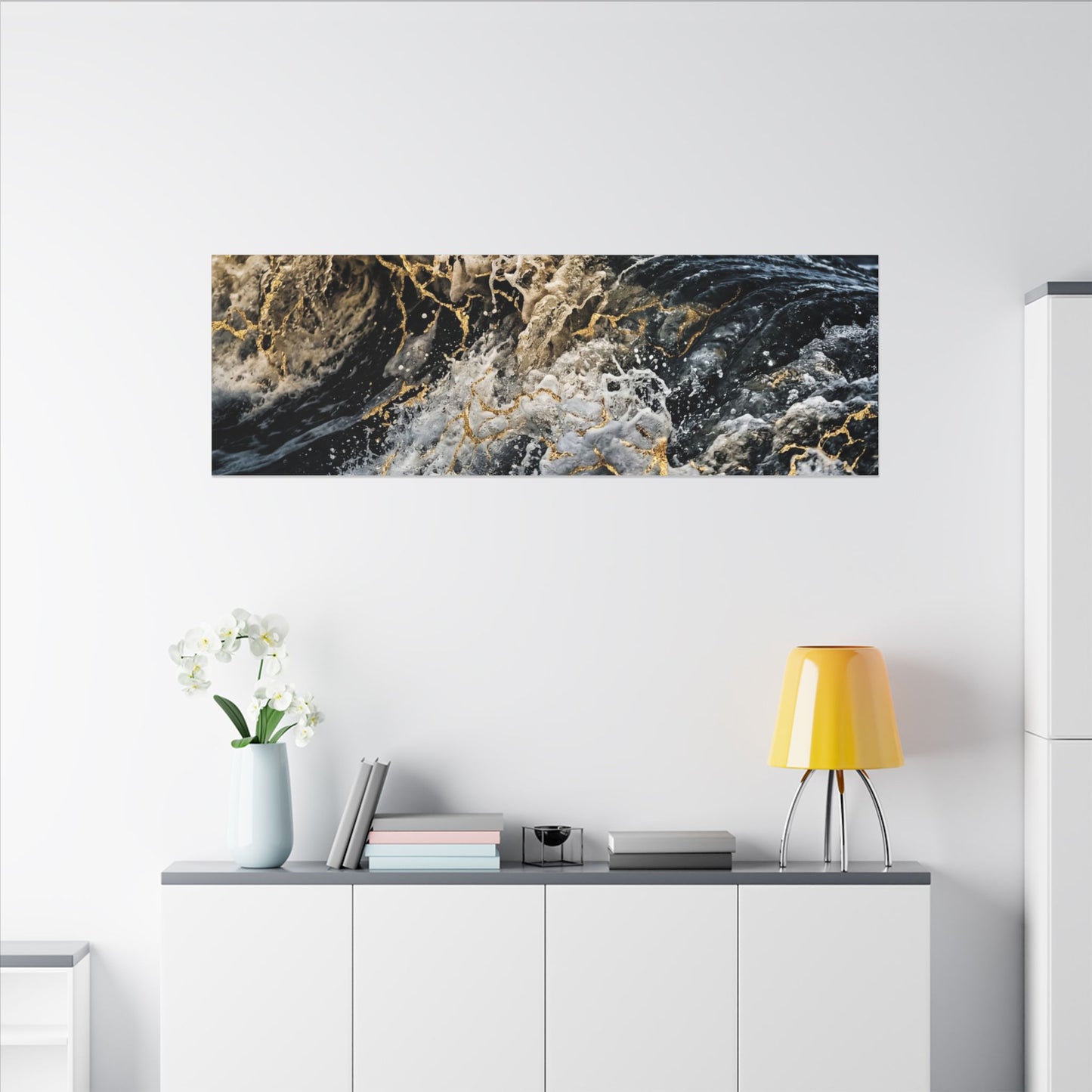 Ocean Wave Winter Canvas Art | Kintsugi Artful Design