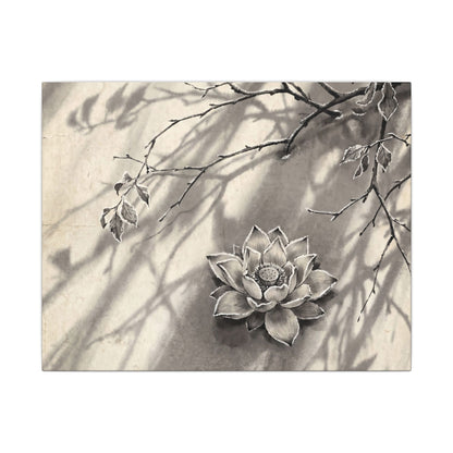 Winter Lotus Flower Sumi E Canvas Art | Contemplative Decor Art Print