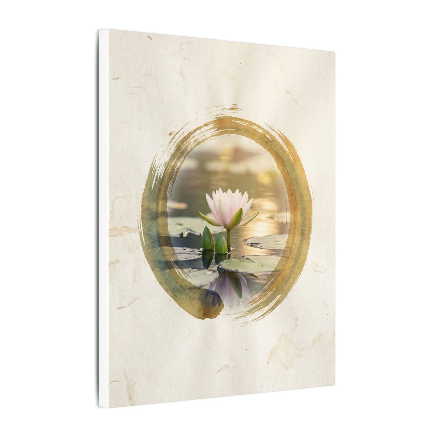Peaceful Lotus Flower Canvas Art - Enso Zen