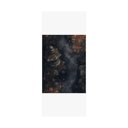 Japandi Stone Lantern in Moonlight | Texture Wall Art Print