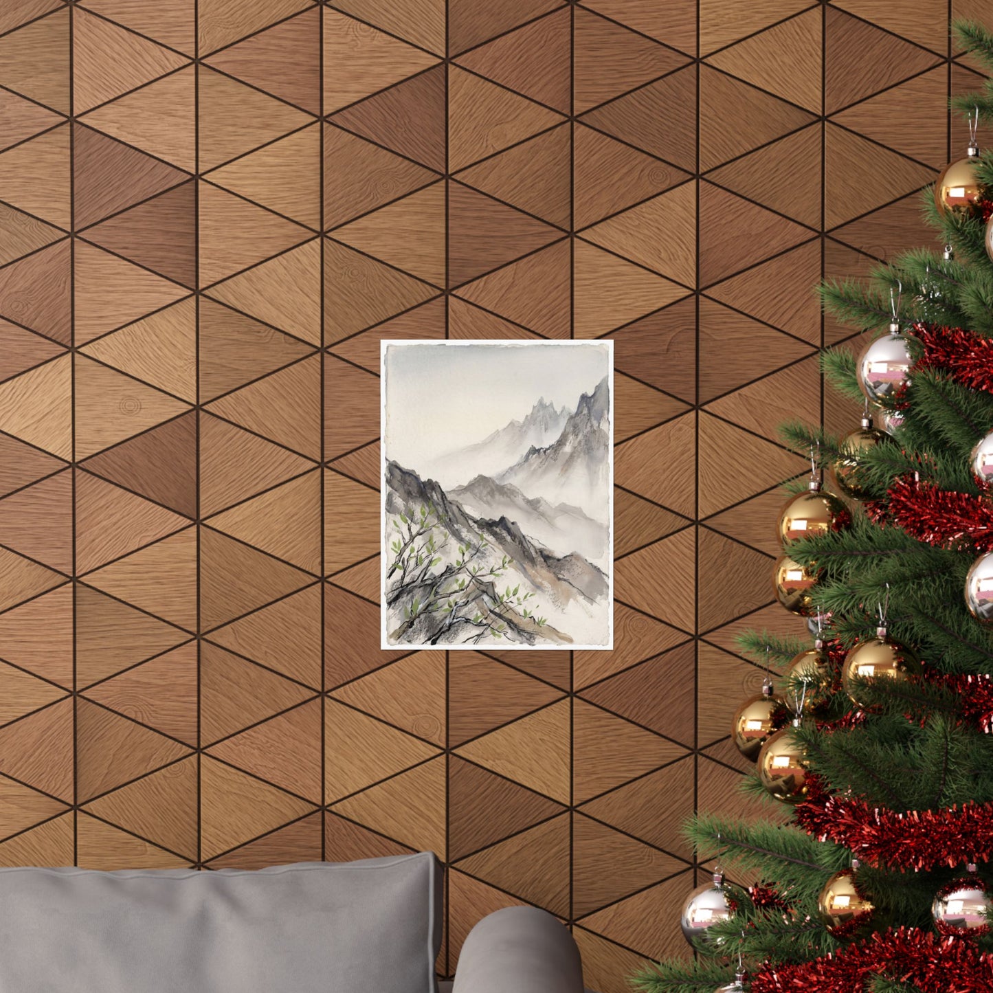 Mountain Mist Spring Wall Art Print | Japandi Elegant Design