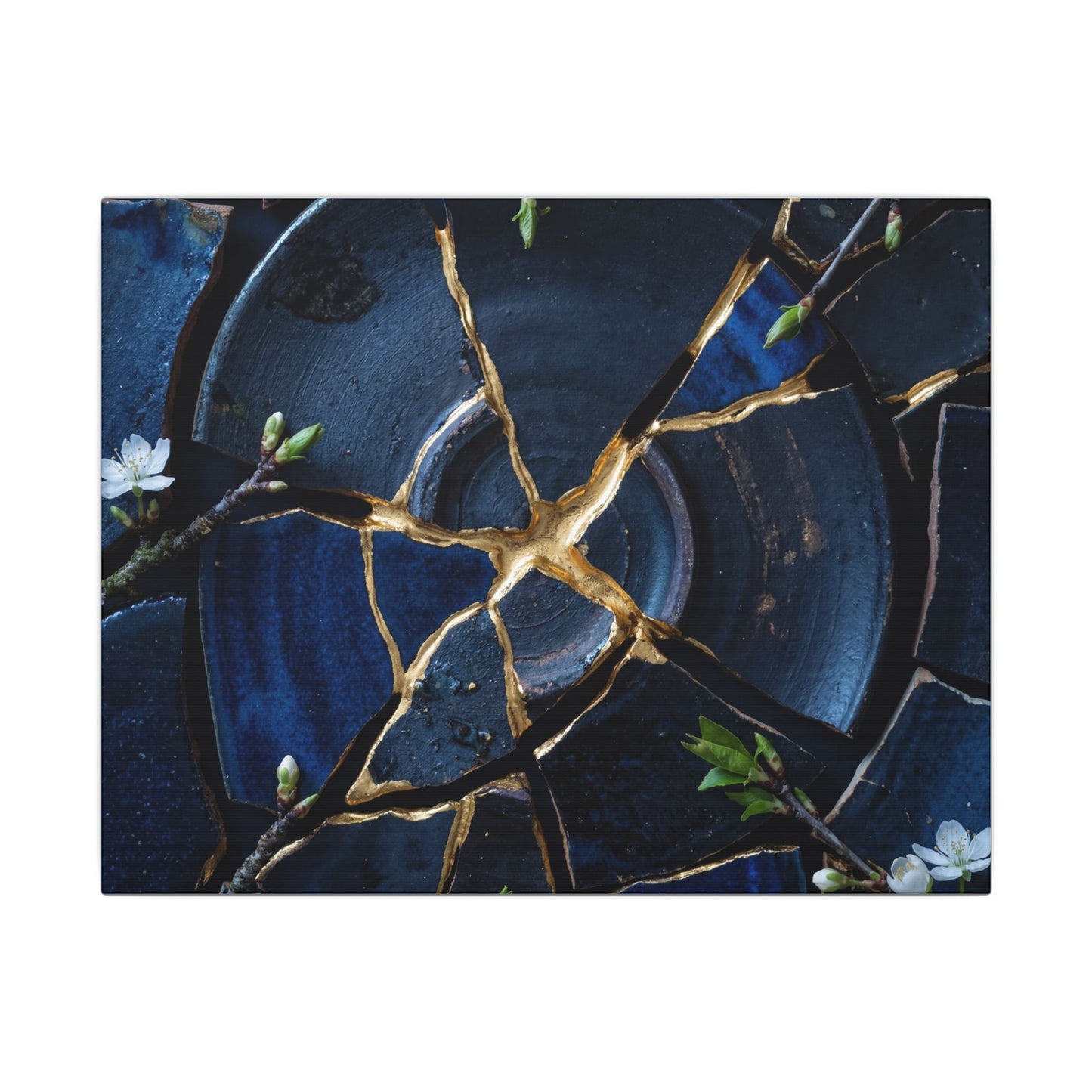 Moonlight Broken Pottery Canvas Art - Kintsugi Fukinsei Art Print
