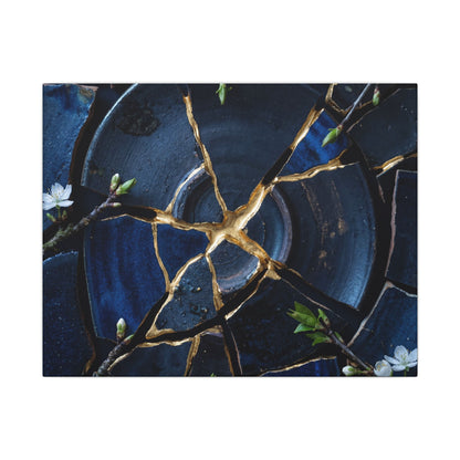 Moonlight Broken Pottery Canvas Art - Kintsugi Fukinsei Art Print