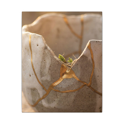 Golden Hour Broken Pottery Canvas Art - Japandi Kanso