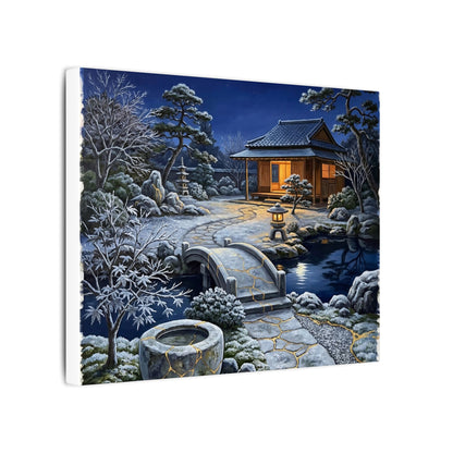 Moonlit Garden Winter Canvas Art | Kintsugi Artful Design