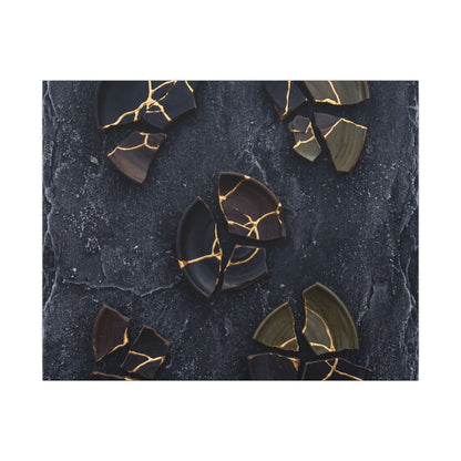 Broken Pottery Canvas Art | Winter Dark Japandi Shadow Zen Art