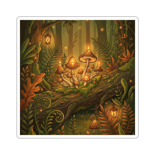 Summer Wild Mushrooms Forest Whimsy Sticker | Rustic Decor Art Print