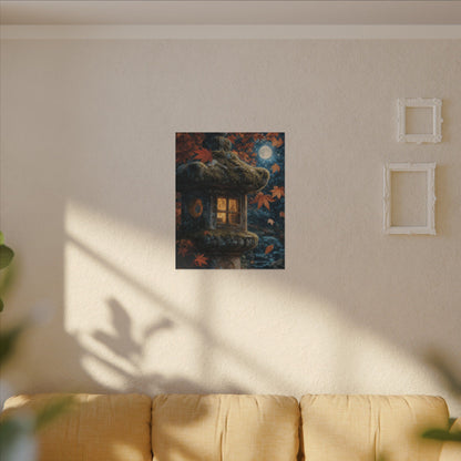 Autumn Stone Lantern Forest Whimsy Canvas Art | Earthy Decor