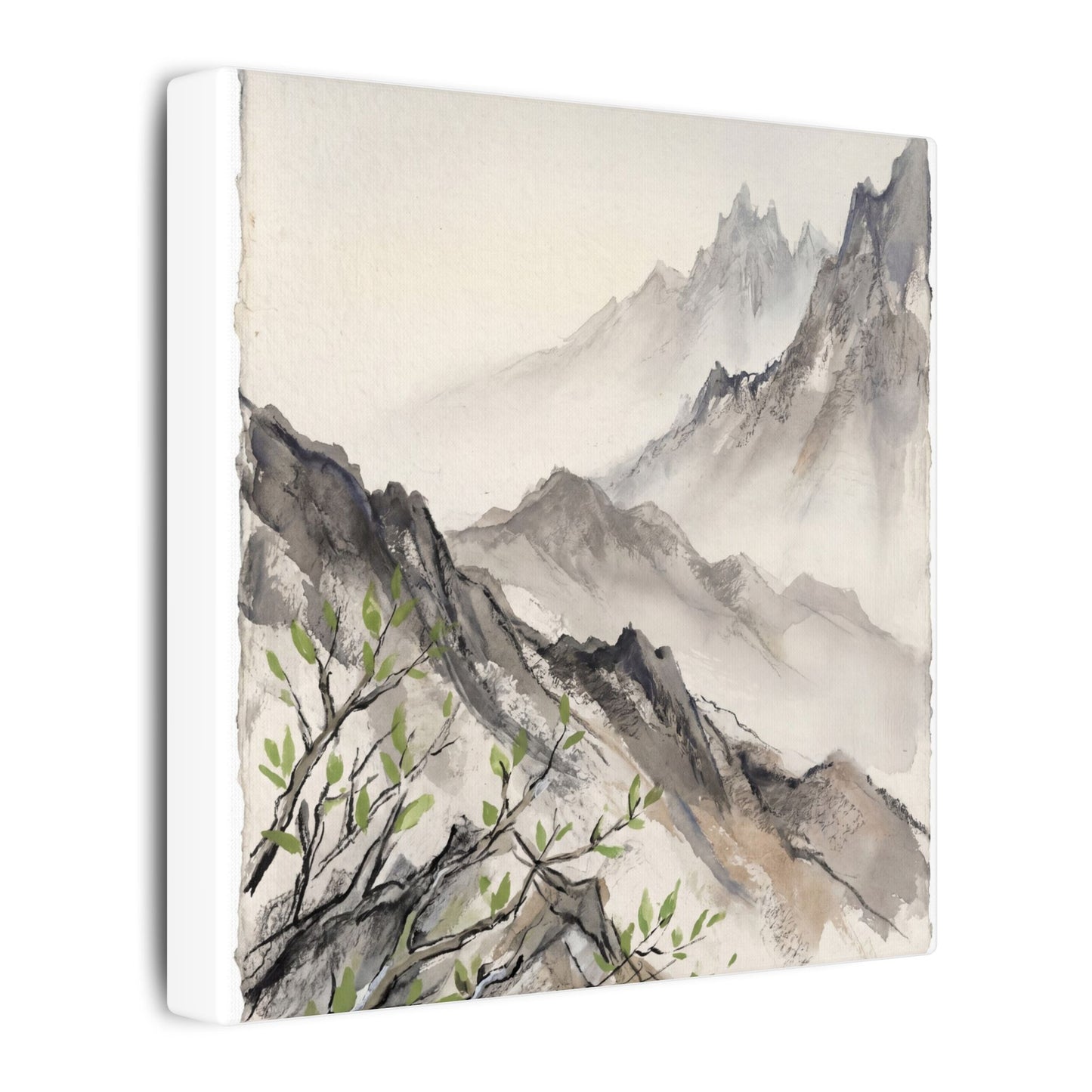 Spring Mountain Mist Texture Canvas Art | Warm Decor