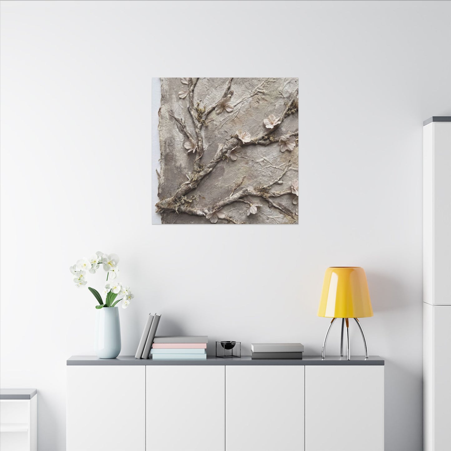 Summer Cherry Blossom Texture Canvas Art | Earthy Decor