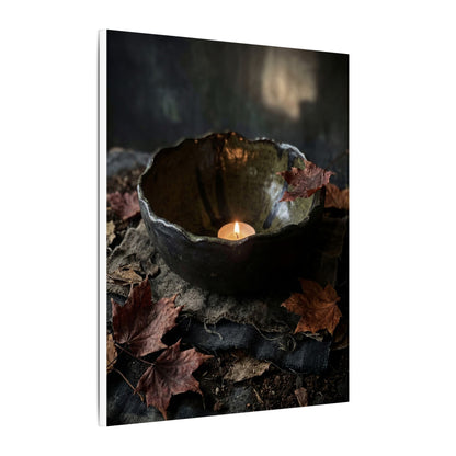 Candlelight Ceramic Bowl Canvas Art - Dark Japandi Kanso